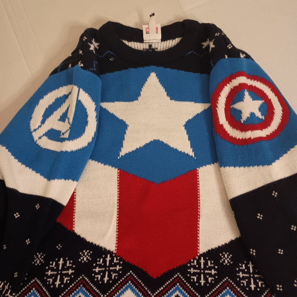 Marvel Avengers Captain America Sweater Men’s Size Medium Excellent EUC - Picture 5 of 16